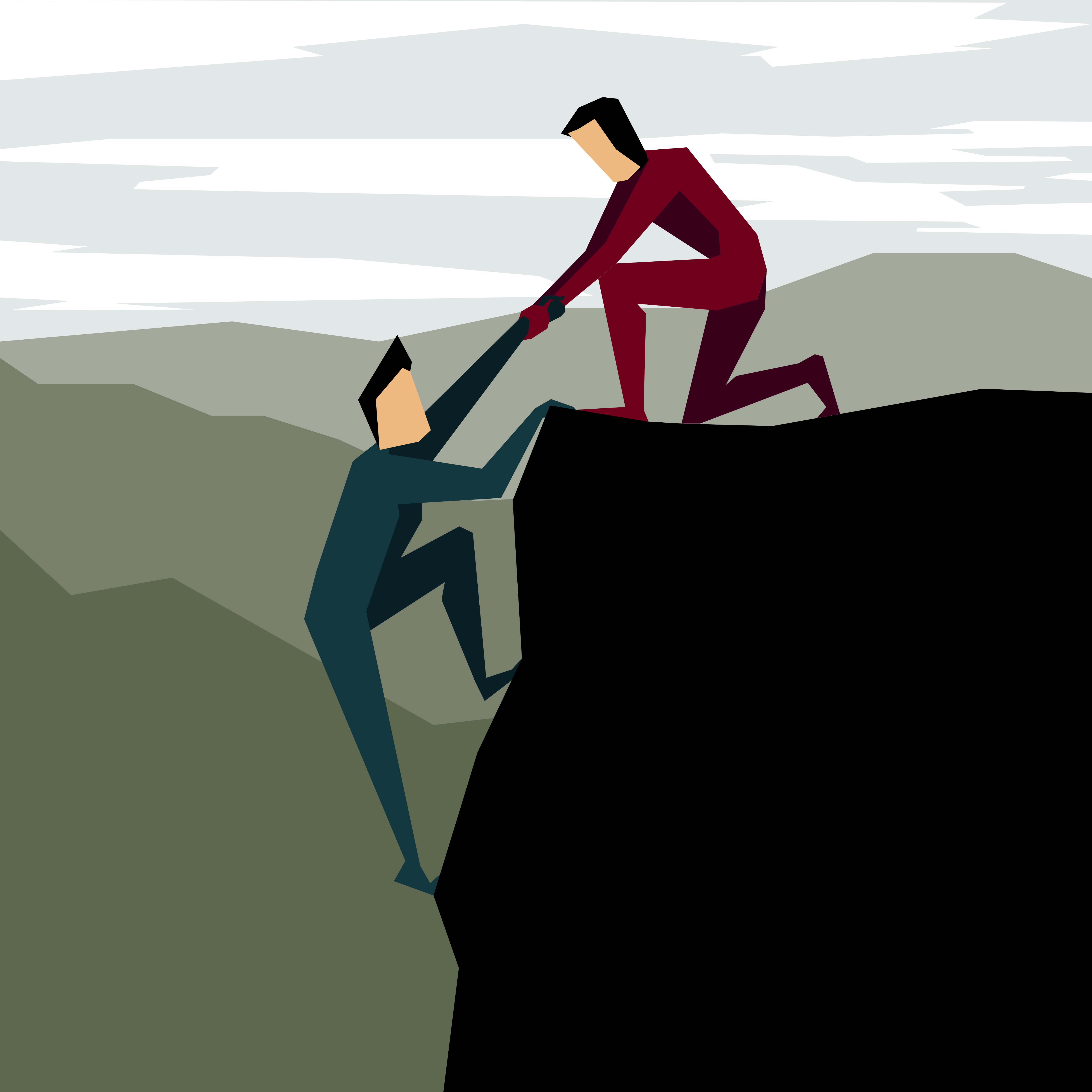 Man helping man climb cliff (Shutterstock)
