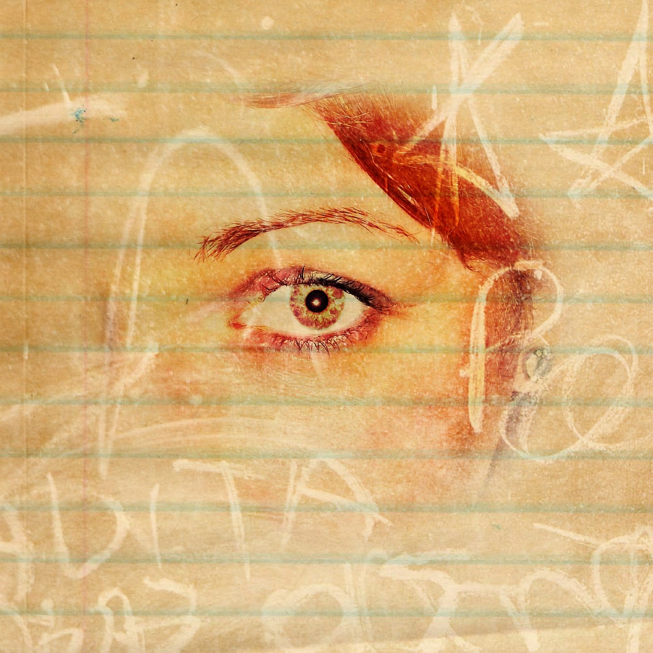 Graffiti - woman's left eye, eyebrow & hair (Pixabay)