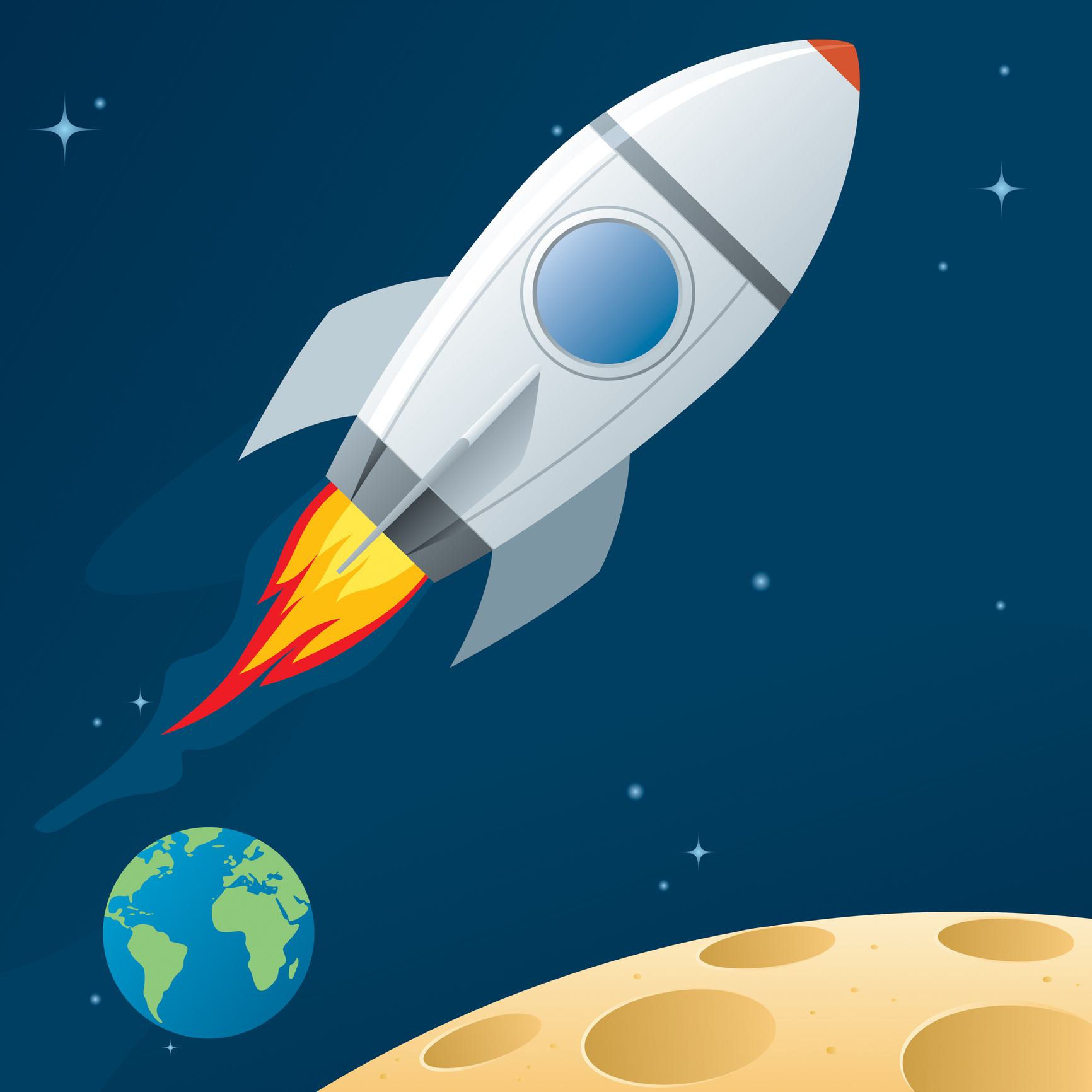 Space rocket flying