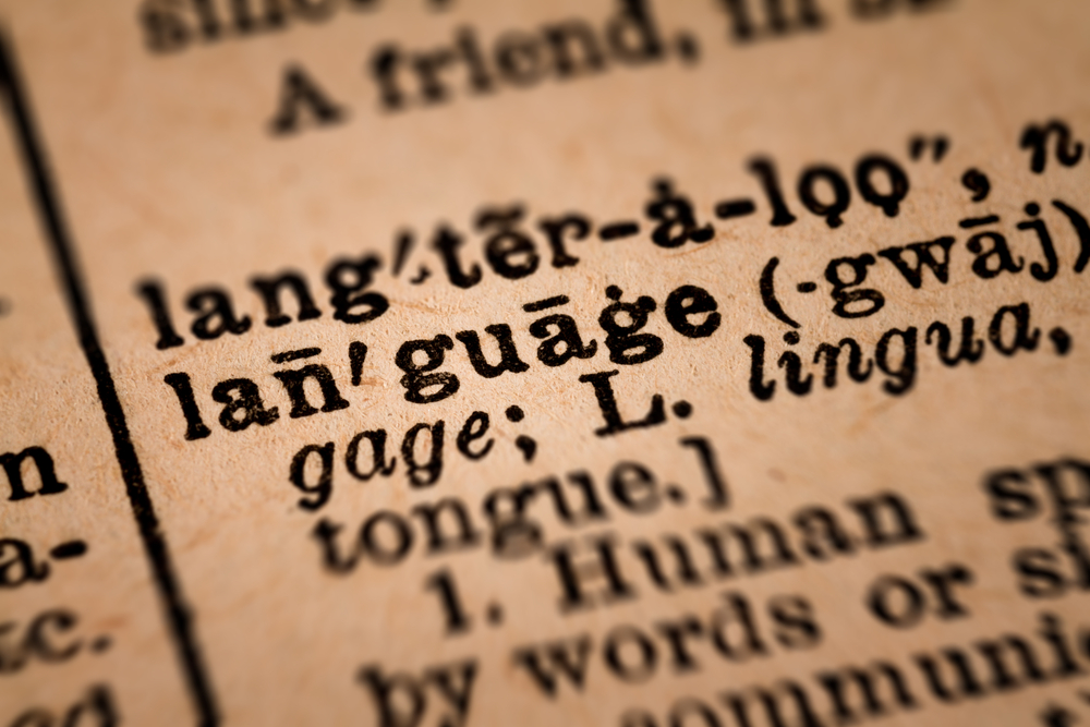 Close-up,Of,An,Old,Vintage,Dictionary,Showing,The,Word,Language